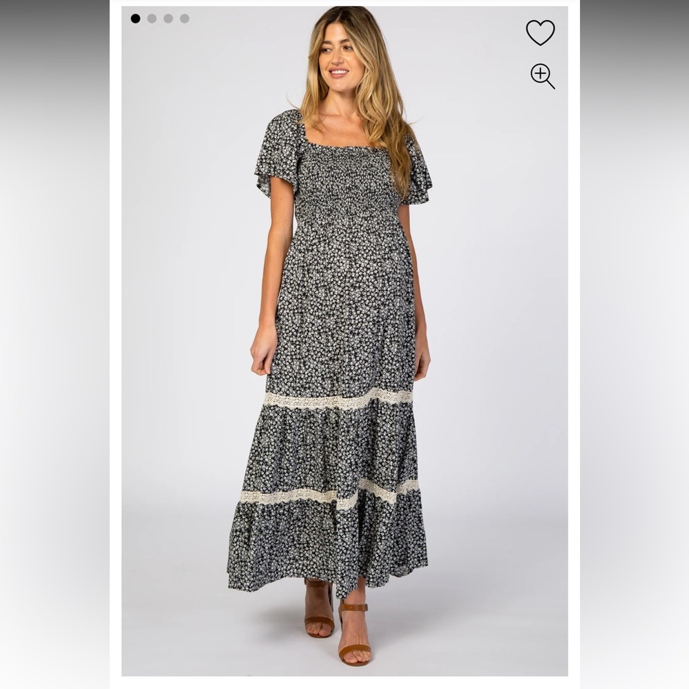 Floral Black and White Maxi Dress